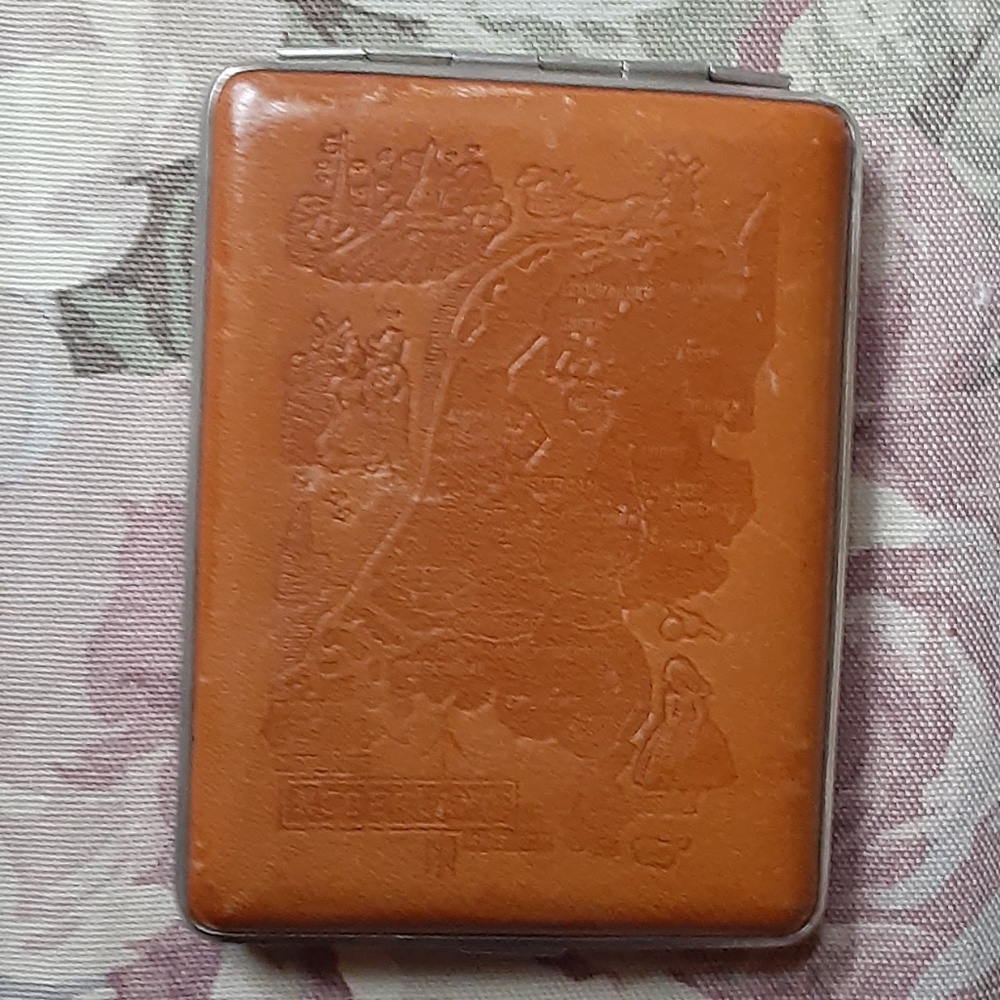 Vintage Dutch Map Leather Cigar Case